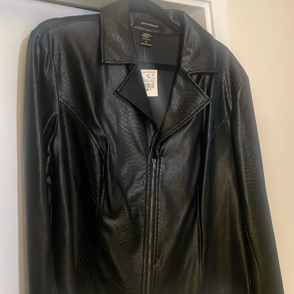 Faux leather crocodile Black jacket, Ashley Stewart.